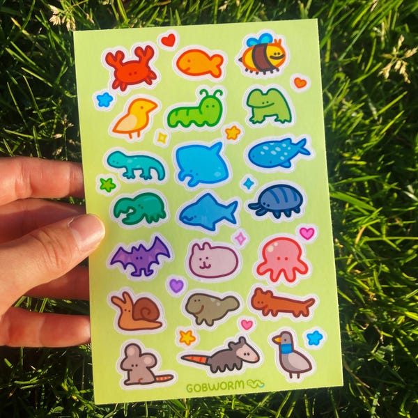 Animal Sticker Sheet | Waterproof Vinyl Decals