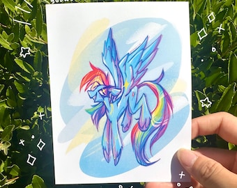 Rainbow Dash Pony Print | Cute Illustration Wall Art (4.2"x 5.5")