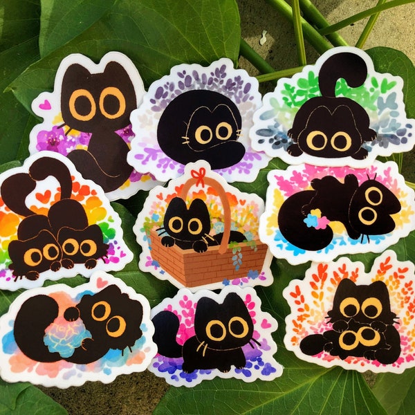 Pride Cat Stickers | CHARITY Cute Kitty Vinyl Floral Subtle LGBT Waterproof Decal Stationery