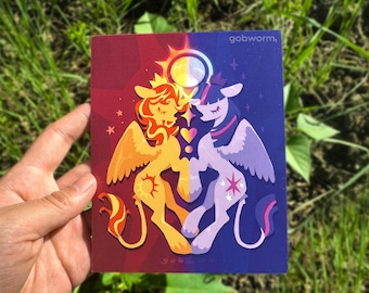 Stampa artistica del pony Twiset Sciset / Illustrazione carina per decorazione murale (4,2x5,5)