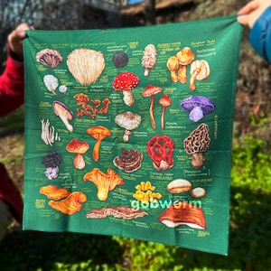 Mushroom Bandana | Illustrated Scarf