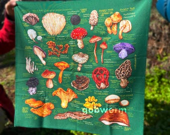 Paddenstoelbandana | Geïllustreerde sjaal