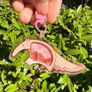 Anteater Shaker Charm | Silly Animal Biology Eating Ants 3D Double Sided Acrylic Keychain