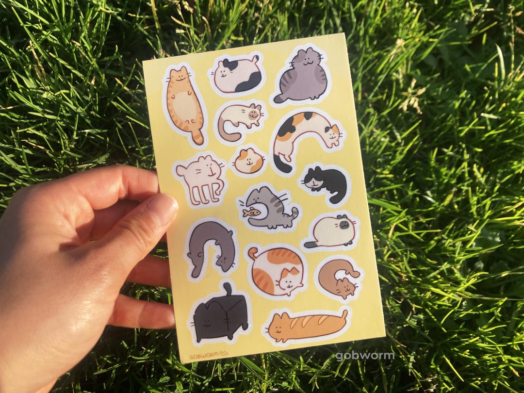 Silly Cat Sticker Sheet | Waterproof Vinyl Decals - Etsy