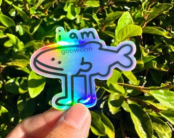 Soy un pez - Pegatina de pez holográfica brillante / Calcomanía impermeable con meme divertido