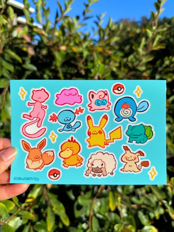Cute Pokemon Sticker Sheet | Waterproof Vinyl Decals
