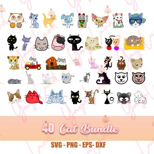 40 Cat SVG file for Cricut Cat clipart kitten cute cat crazy cat meow cat Silhouette svg