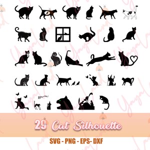 29 Katzen SVG Datei für Cricut Katze Clipart Kätzchen süße Katze verrückte Katze Meow Katze Silhouette svg