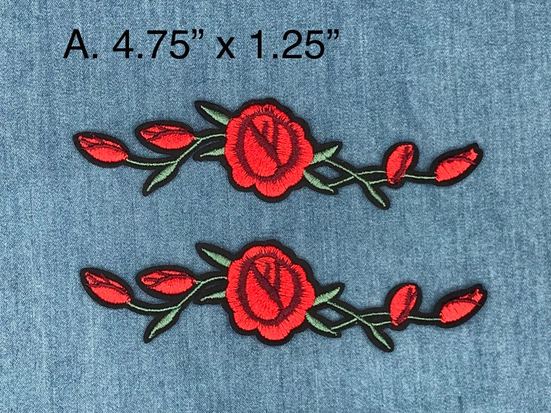 1 Pair Iron On Flower Full embroidery iron-on patch Two sizes available 1 Pair Iron On Flower Full embroidery iron-on patch Two sizes available