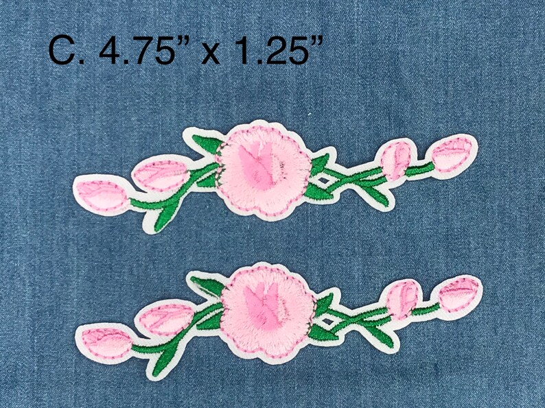1 Pair Iron On Flower Full embroidery iron-on patch Two sizes available 1 Pair Iron On Flower Full embroidery iron-on patch Two sizes available