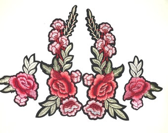 1 Pair Iron On Flower Full embroidery iron-on patch Two sizes available 1 Pair Iron On Flower Full embroidery iron-on patch Two sizes available