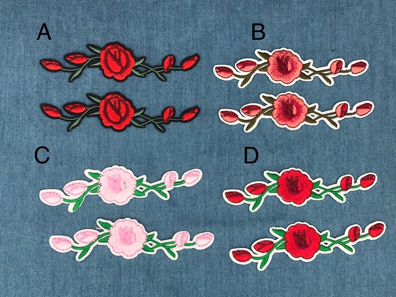 1 Pair Iron On Flower Full embroidery iron-on patch Two sizes available 1 Pair Iron On Flower Full embroidery iron-on patch Two sizes available