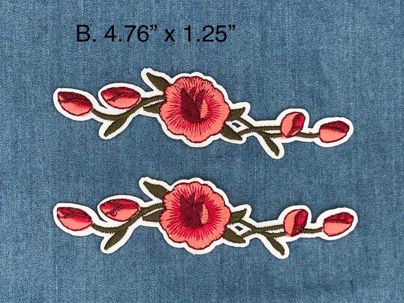 1 Pair Iron On Flower Full embroidery iron-on patch Two sizes available 1 Pair Iron On Flower Full embroidery iron-on patch Two sizes available
