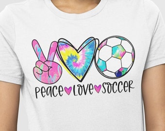 Peace Love Soccer, Soccer t-shirts, Soccer shirts for women, Cute soccer shirts, Funny soccer shirts, Soccer team gifts, Soccer mom gifts