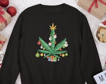 Christmas Weed Sweatshirt, Cannabis Christmas Tree, 420 Christmas Gifts, Cannabis Christmas Sweater, Xmas Shirt, Funny Holiday Sweatshirt