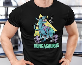 Funny Dinosaur Gym Shirt for Weightlifting, Funny Fitness Training Tee, Dinosaur Workout Shirt, Hunkasaurus Workout Shirt, Dinosaur Gym Tank