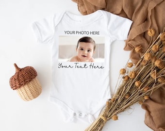 Custom Photo Baby Bodysuit, Your Photo Here Baby Bodysuit, Custom Infant Gift, Custom Text Baby Shirts, Personalized Baby Christmas Gifts