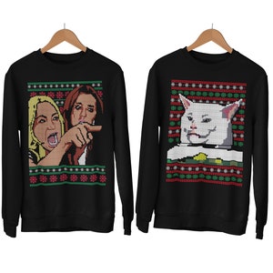 Matching Couples Sweatshirt, Yelling at Cat Meme, Ugly Christmas Sweater, Funny Cat Sweater, Ugly Christmas, Christmas Gifts for Cat Lovers