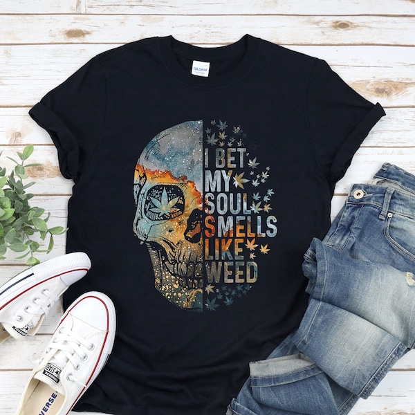 Skull Shirt, 420 Fashion, Weed T-Shirt, Cannabis Skull Shirt, 420 Gift Idea, Horror Gifts, Weed Shirt, Cannabis Clothing, Marijuana Apparel