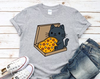 Cat Shirt, Funny Cat Eating Pizza Shirt, Cat Eating Pizza Shirt, Cat T-shirt, Funny Cat Shirt, Gift For Cat Lover, Cute Cat Shirt