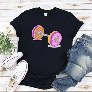 Donut barbell T-shirt, Gym Sports Weight Lifting Weightlifter Tshirt, Funny Sports Training Fitness CrossFit, Donut Food Shirt, Foodie Shirt