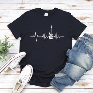 Guitar Heartbeat Shirt, Music T Shirt, Music Lover Shirt, Rock & Roll T-Shirt, Rock n Roll, Music Lover Gift, Guitar Shirt, Gift For Him Her
