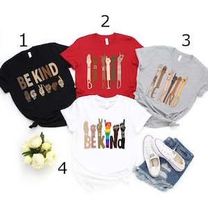 Be Kind Shirt with Peace, Love, Inclusion, Inspirational Kindness Tee for Men & Women, LGBTQ2+ Anti Racism Shirt, Diversity and Pride Gift
