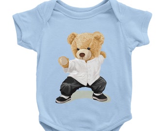 Kung Fu Bear Baby Shirt, Cute Animal Baby Bodysuits, Sporty Baby Apparel, Kung Fu Master Infant Outfit, Cute Baby Shower Gift, New Mom Gift