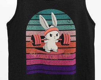 Funny Gym Tank Top, Squatting Bunny Weightlifting Shirt for Men and Women, Workout and Fitness Tank, Workout Tanks, Gym Shirt, Gym Tank Top