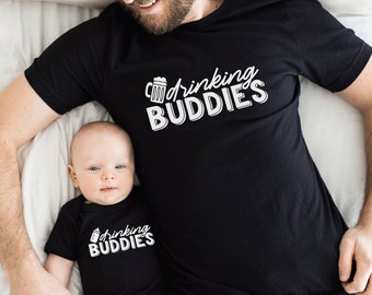 Matching Father and Son Drinking Buddies Shirts, Father's Day Gift, Dad and Baby Matching Shirts, Baby Bodysuit and Matching Family Sets
