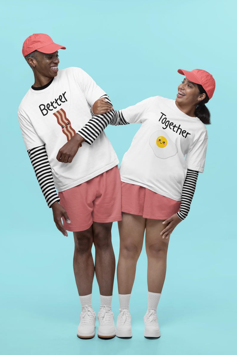 Bacon and Eggs Matching Couple Shirts, Fun Food Pun Couple Tees, Cute