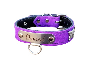 1" Lila Wildleder Bondage Menschenhalsband