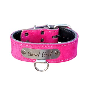 1.5&quot; Pink Suede Leather Bondage Collar - Pre-Made and ready to ship
