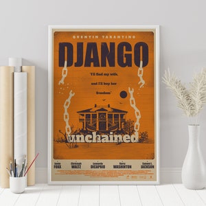 Django Unchained Poster - Quentin Tarantino - Minimalist Movie Poster - Vintage Retro Art Print - Custom Poster - Wall Art Print, Home Decor