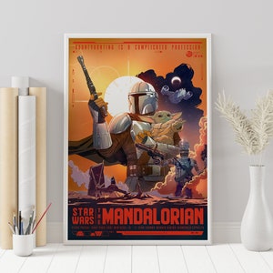 The Mandalorian Poster - Star Wars Poster - Darth Wader - Custom Poster - Minimalist Movie Poster - Vintage Movie Poster - Wall Art Print