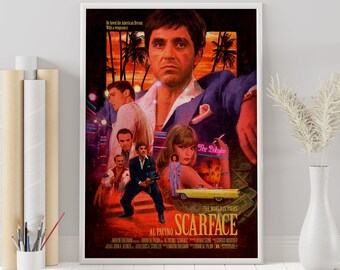 Scarface Poster - Brian De Palma - Custom Poster - Vintage Retro Art Print - Minimalist Movie Poster - Wall Art Print - Home Decor - Gift
