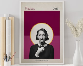 Poster Fleabag - Phoebe Waller-Bridge - Poster minimalista della serie TV - Stampa d'arte retrò vintage - Poster personalizzato - Stampa d'arte da parete - Decorazione per la casa