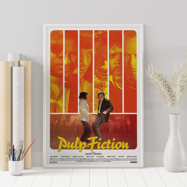 Pulp Fiction Poster - Quentin Tarantino - Minimalist Movie Poster - Vintage Retro Art Print - Custom Poster - Wall Art Print - Home Decor