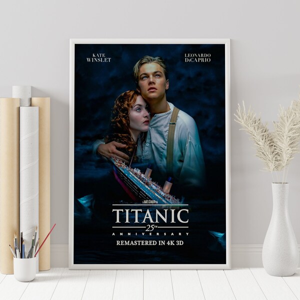 Affiche Titanic - James Cameron - Affiche de film minimaliste - vintage Retro Art Print - Affiche personnalisée - Wall Art Print - Home Decor - Cadeau