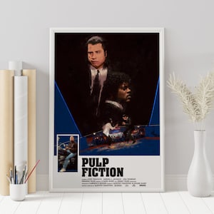 Pulp Fiction Poster - Quentin Tarantino - Minimalist Movie Poster - Vintage Retro Art Print - Custom Poster - Wall Art Print - Home Decor