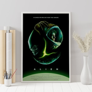 Póster de Alien - Película de Aliens - Ridley Scott - Póster minimalista - Impresión artística retro vintage - Póster personalizado - Impresión de arte mural - Decoración del hogar