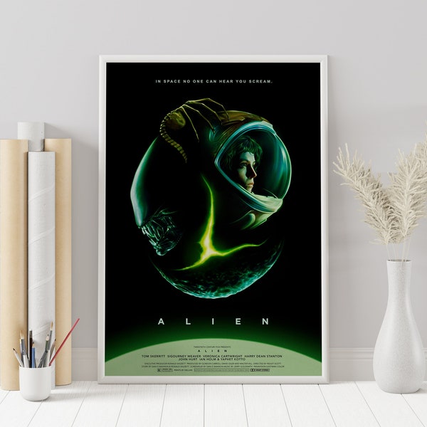 Alien Poster - Aliens Movie - Ridley Scott - Affiche de film minimaliste - vintage Retro Art Print - Affiche personnalisée - Wall Art Print - Home Decor