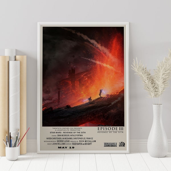 Star Wars Revenge of the Sith Poster - Revenge of the sith - Custom Poster - Minimalist Movie Poster - Vintage Movie Poster - Wall Art Print