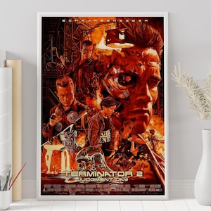Póster de Terminator - James Cameron - Póster minimalista de película - Impresión artística retro vintage - Póster personalizado - Impresión de arte mural - Decoración del hogar