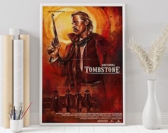 Tombstone (1993) Movie Poster: Vintage Film, Minimalist retro Wall Art