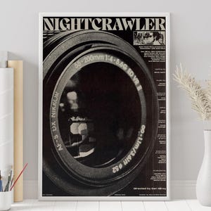 Plakat Nightcrawler - Dan Gilroy - Plakat na zamówienie - Minimalistyczny plakat filmowy - Plakat filmowy w stylu vintage - Wydruk na ścianę - Wystrój domu - Prezent