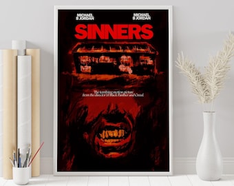 Sinners Movie Poster: Ryan Coogler Film, Minimalist Wall Art