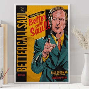 Poster Better Call Saul : oeuvre d'art murale minimaliste de séries télévisées