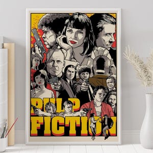 Póster de Pulp Fiction - Quentin Tarantino - Póster personalizado - Póster minimalista - Póster vintage - Impresión de pared - Decoración del hogar