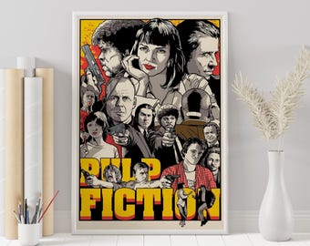 Pulp Fiction Poster - Quentin Tarantino - Custom Poster - Minimalist Movie Poster - Vintage Movie Poster - Wall Art Print - Home Decor
